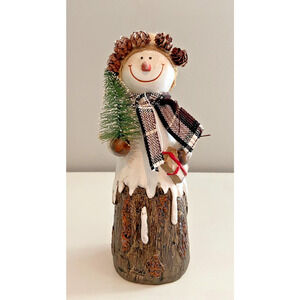 Rustic Resin Burlap Hat Snowman, 9.5"H